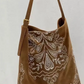 Boho Embroidered Shoulder Bag - Light Camel
