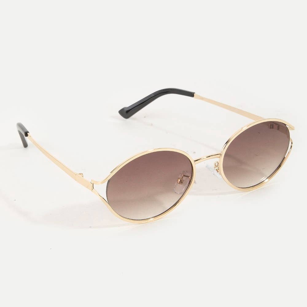 Oval Lens Metal Frame Sunglasses