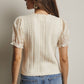 Ecru Lace Puff Sleeve Knit Top