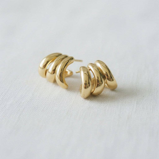 Gold-Toned Abstract Geometric Stud Earrings