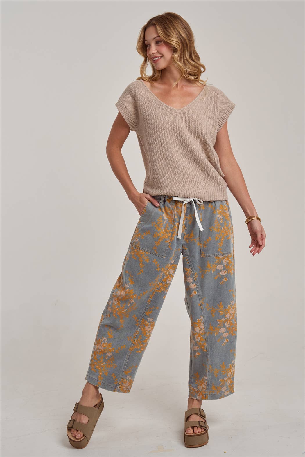 Mid Rise Denim Relaxed Floral Denim Jeans
