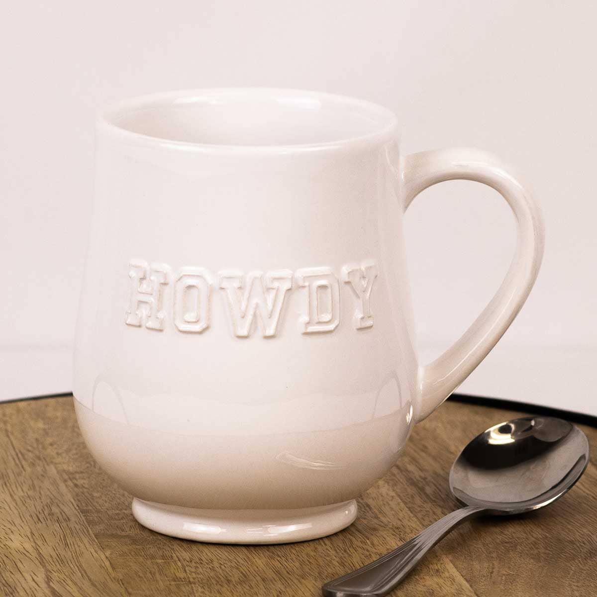 Howdy White Embossed Coffee Mug