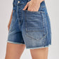 Medium Wash Denim Patch Pocket Barrel Shorts