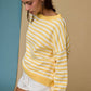 Yellow Striped Crewneck Sweater