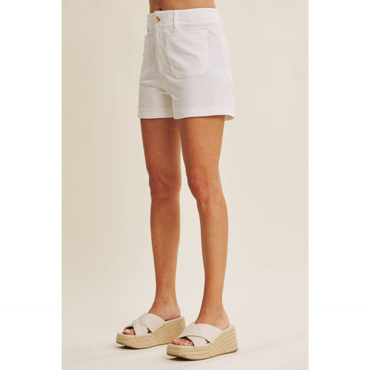 Off White Stretchy Cotton Shorts