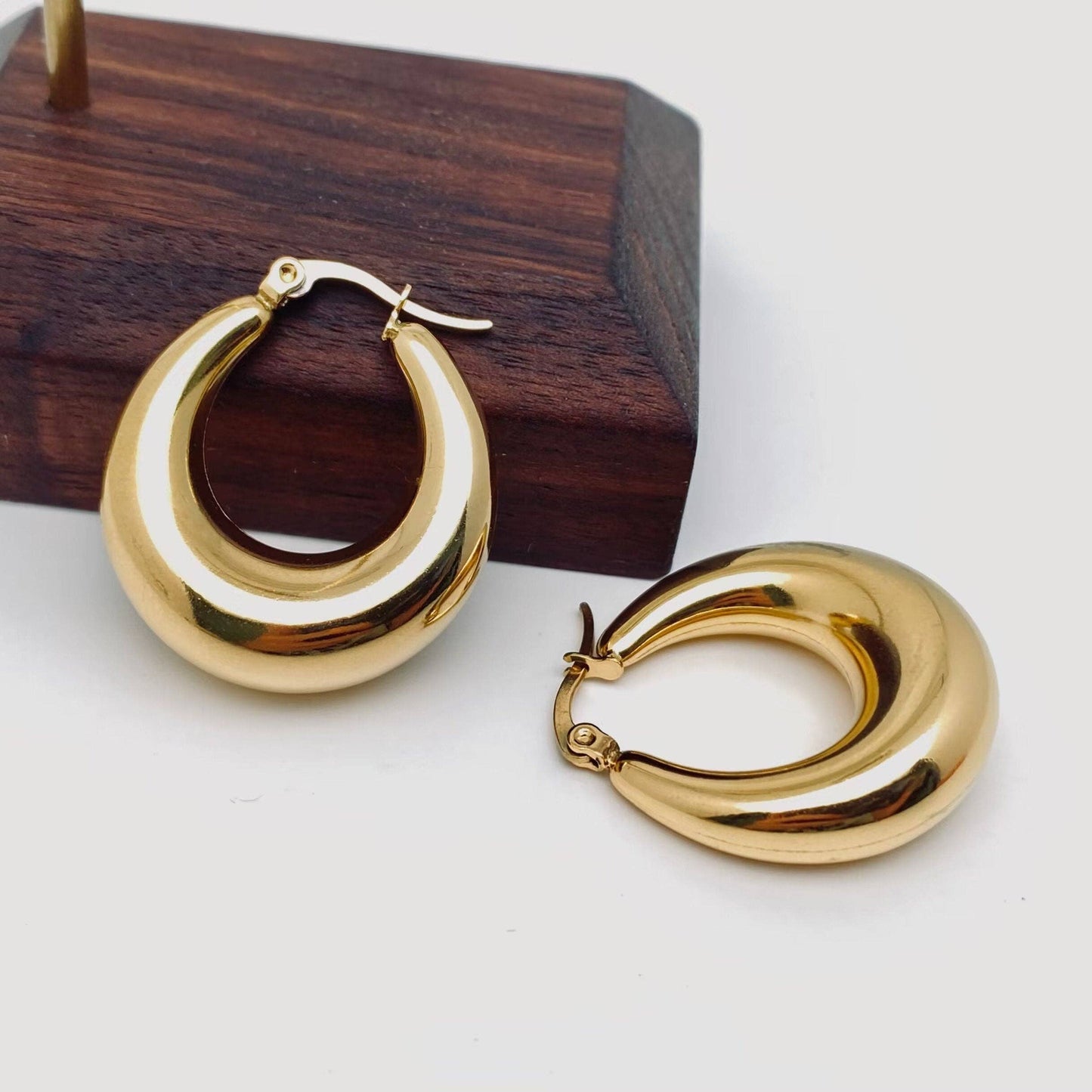 Geometric Gold-Plated Huggies