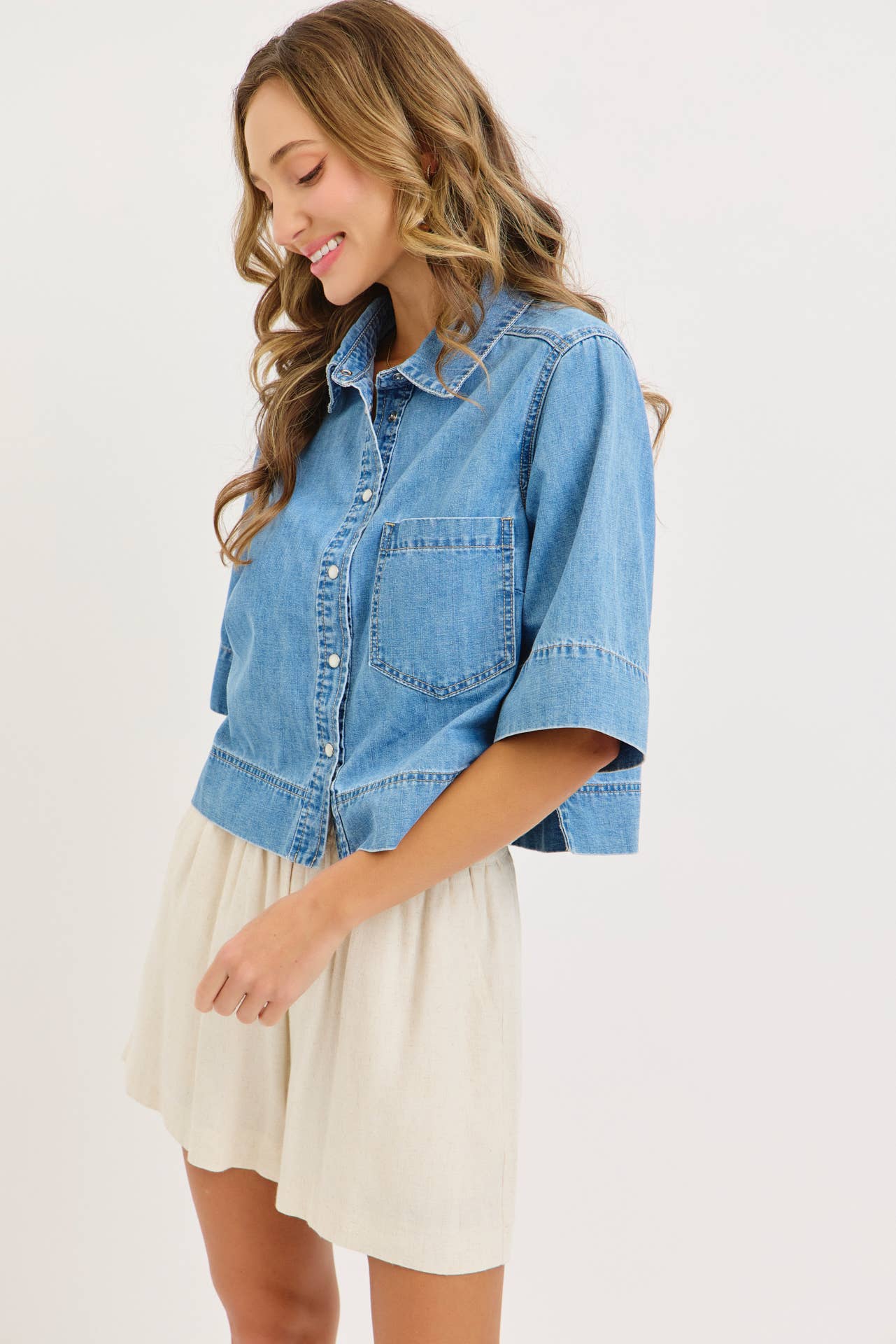 Everyday Effortless Denim Button Down Shirt