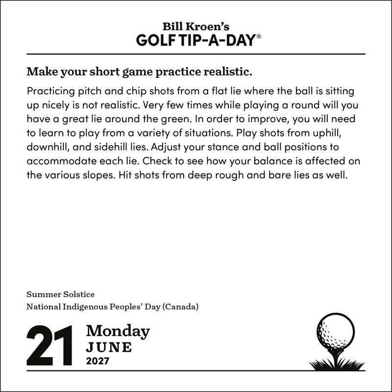 Golf Tip-A-Day 2027 Day-to-Day Calendar