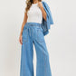 Denim Pull On Wide-Leg Pants