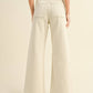 Washed Beige Straight Wide Leg Pants