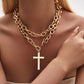 Puffy Cross Gold Chunky Chain Necklace