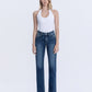 High Rise Full Length Dark Wash Straight Jeans