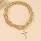 Puffy Cross Gold Chunky Chain Necklace