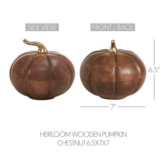 7" Chestnut Mango Wood Pumpkin