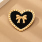 Vintage Heart Ribbon Epoxy Gold Brooch