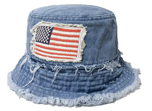 USA America Patriotic Patch Bucket Hat