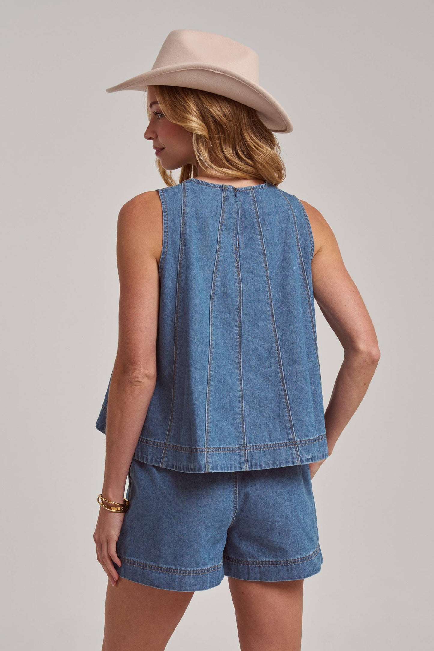 Sleeveless Denim Top + Short Set