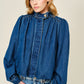 Dark Denim Bubble High Neck Denim Jacket