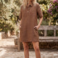 Polka Dot Brown Denim Shirt Dress