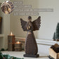Carved Antique Wood Angel with Twine Bow