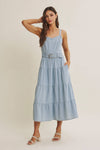 Mineral-Wahed Denim Midi Dress with Belt