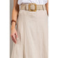 Natural Linen Maxi Flare Skirt with a Belt