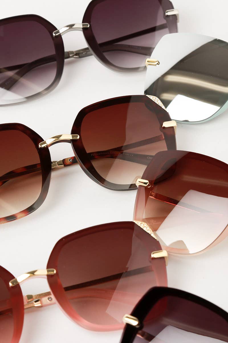 Square Sunglasses with Rhinestone Corners