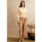 Camel/Ivory Polka Dot Wide Leg Pants