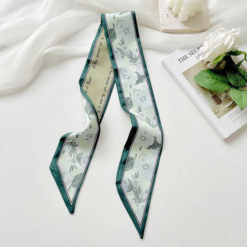 Elegant Floral Print Skinny Scarf