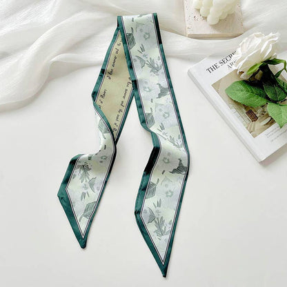 Elegant Floral Print Skinny Scarf