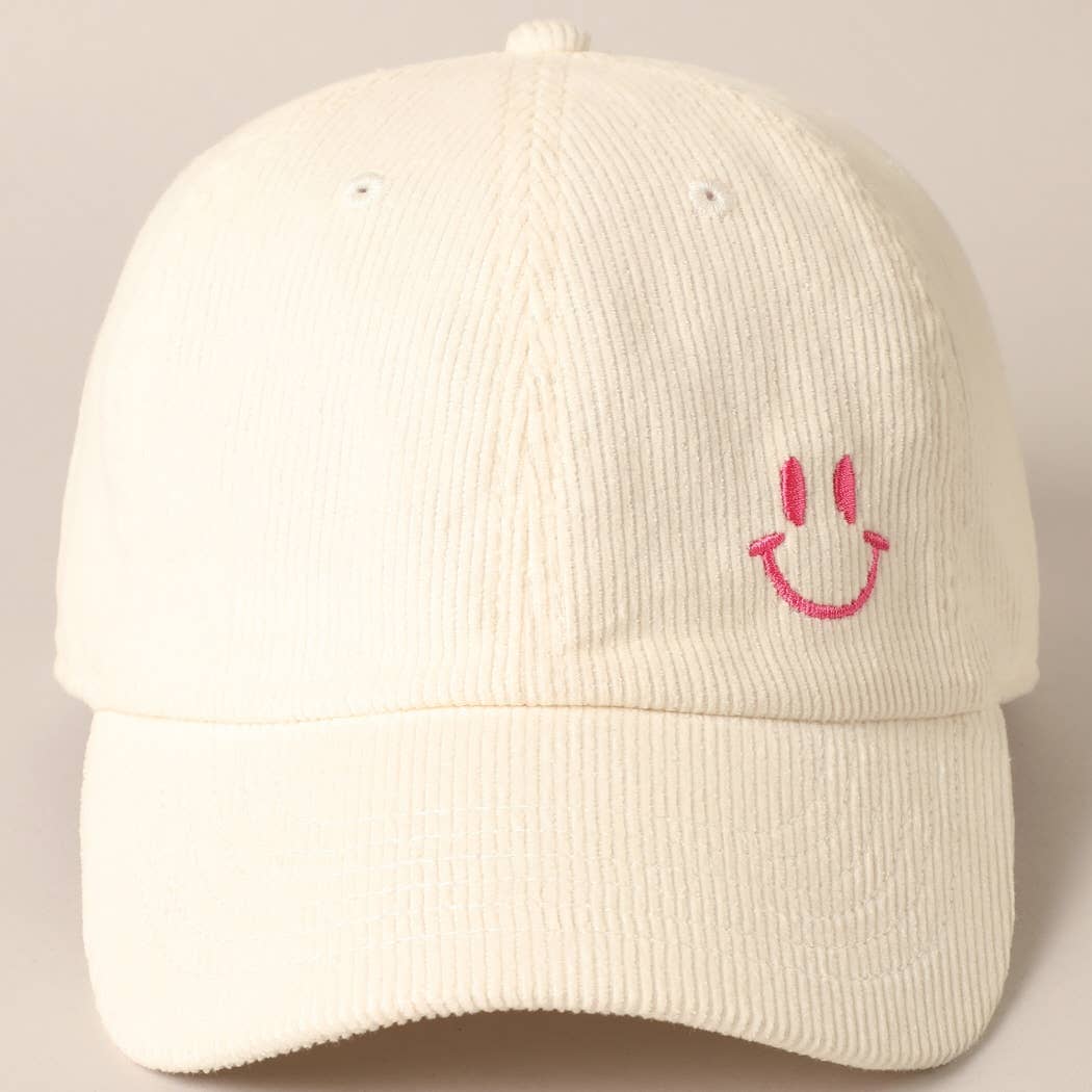 Cute Mini Happy Face Embroidered Baseball Cap