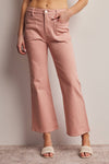 Mauve Stretch Cotton Twill Straight-Leg Pants