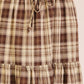 Brown Plaid Tiered Maxi Skirt