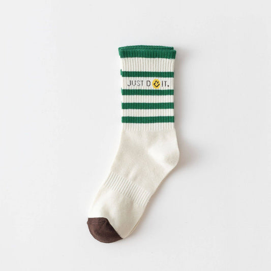 Alphabet Smiley Pattern Crew Socks - Purpose + Passion Boutique