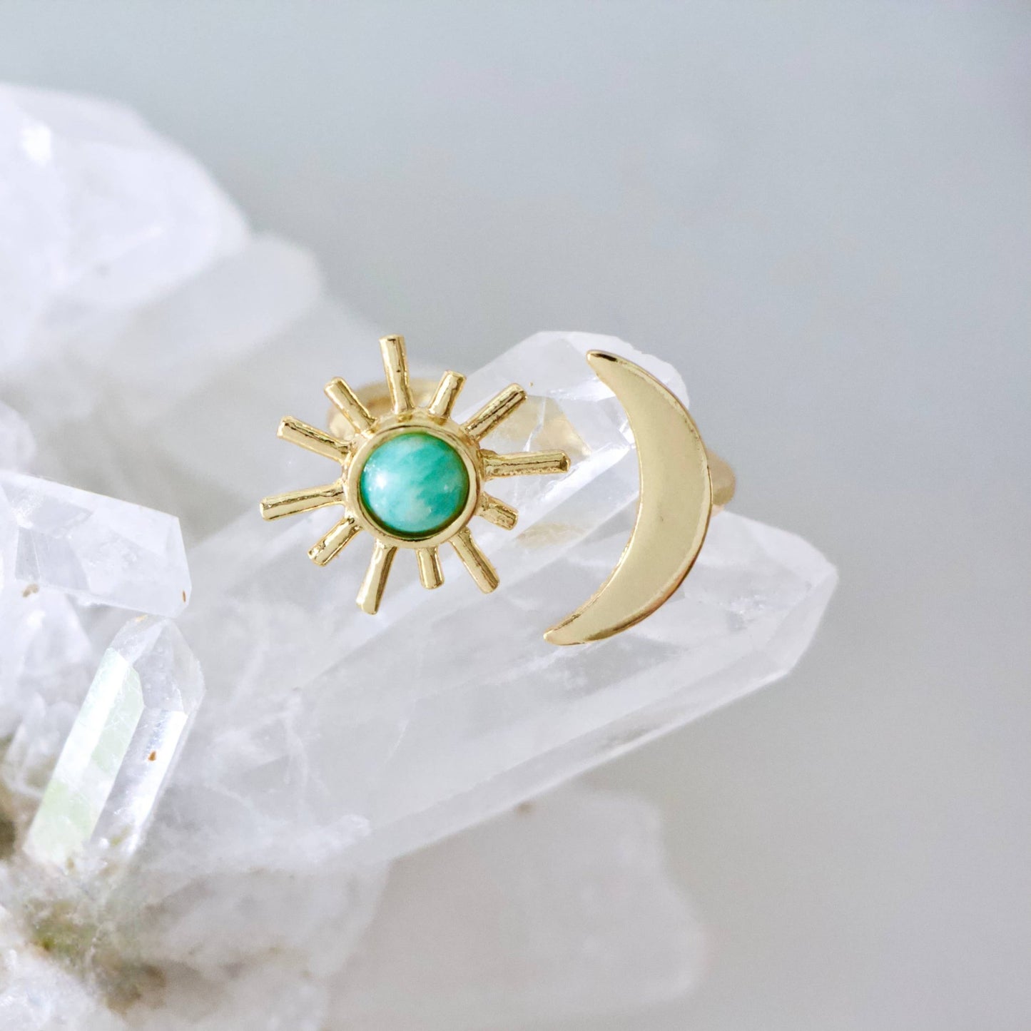 Amazonite Sun + Moon Ring - Purpose + Passion Boutique