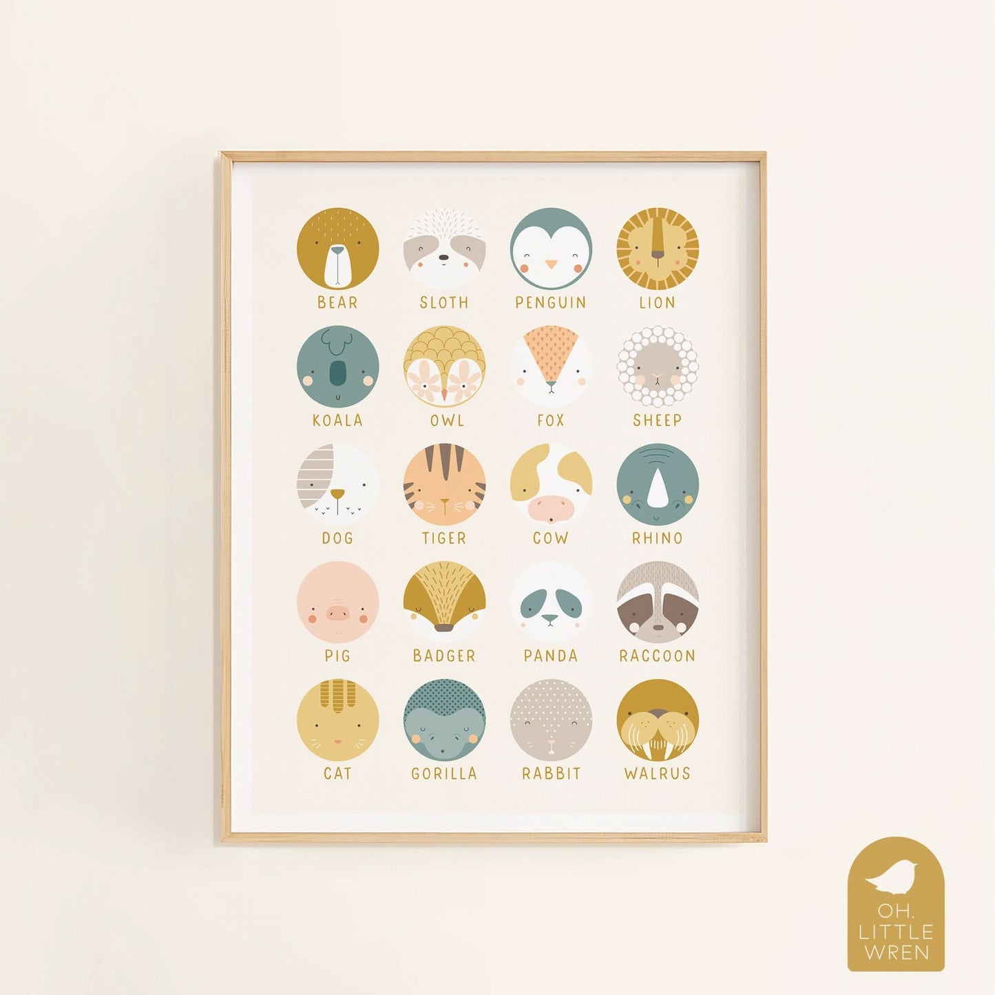 Animal Faces Art Print + Frame (11x14) - Purpose + Passion Boutique