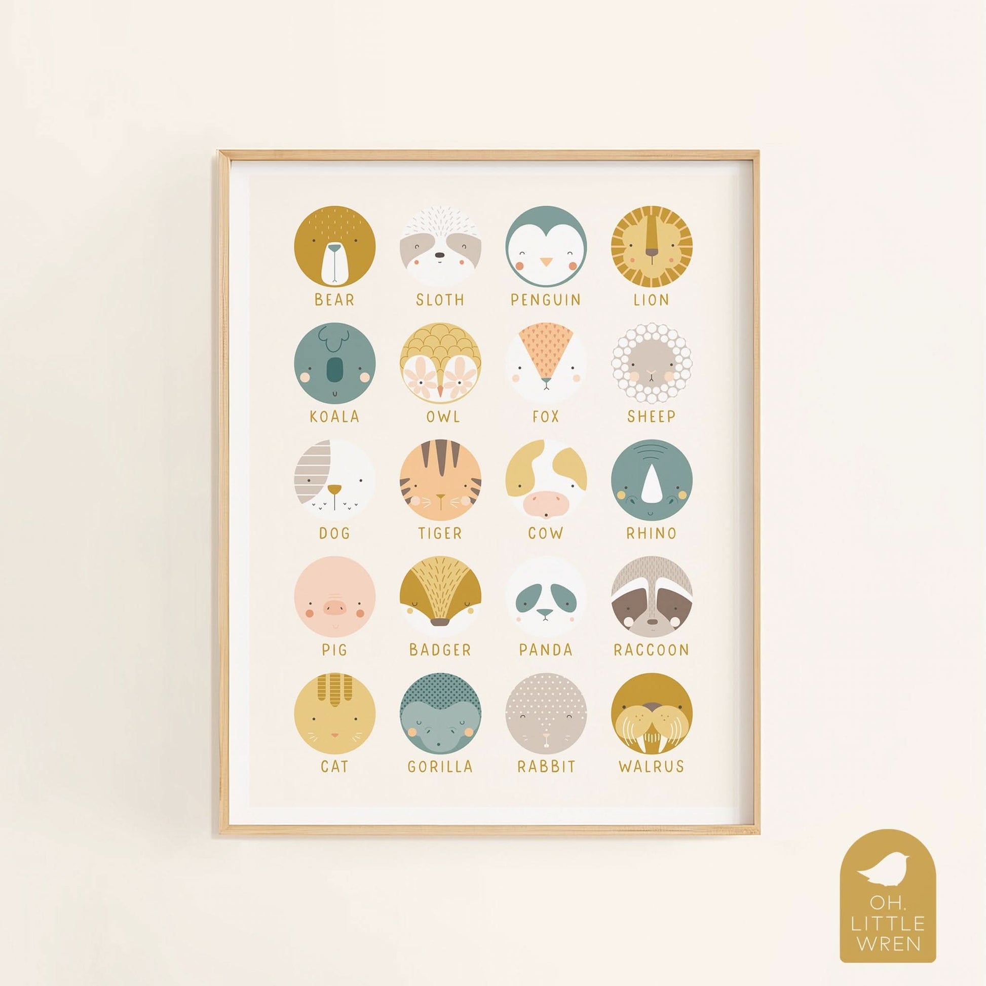 Animal Faces Art Print + Frame (11x14) - Purpose + Passion Boutique