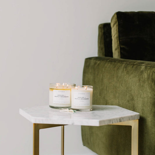 Apples+Maple Bourbon - 3 Wick Clear Glass Tumbler Soy Candle - Purpose + Passion Boutique