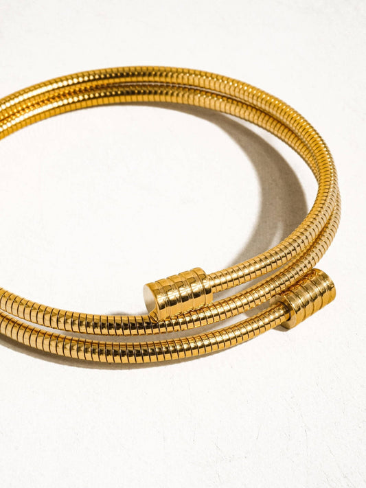 Arnell Non - Tarnish Round Snake Gold Chain Bracelet - Purpose + Passion Boutique