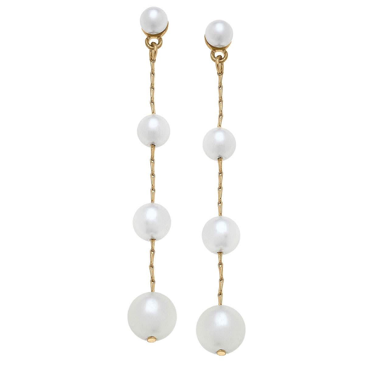 Audrey Pearl Earrings Ivory + Worn Gold - Purpose + Passion Boutique