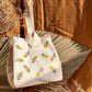 Yellow Mimosa Flower Embroidered Lunch Bag