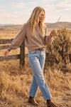 Henley Taupe Balloon Sleeve Top