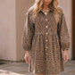 Taupe Leopard Button Front Mini Dress