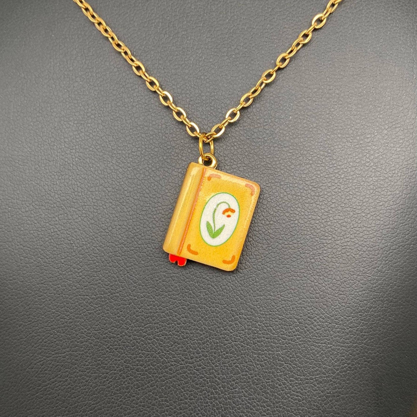Mini Enamel Book 18K Golden S.Steel Necklace