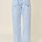 Light Denim Striped Straight Pants