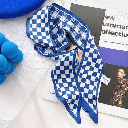 Blue Pattern Skinny Scarf