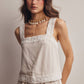 Embroidered Square-Neck Tank & Wide-Leg Pant Set (Oatmeal)