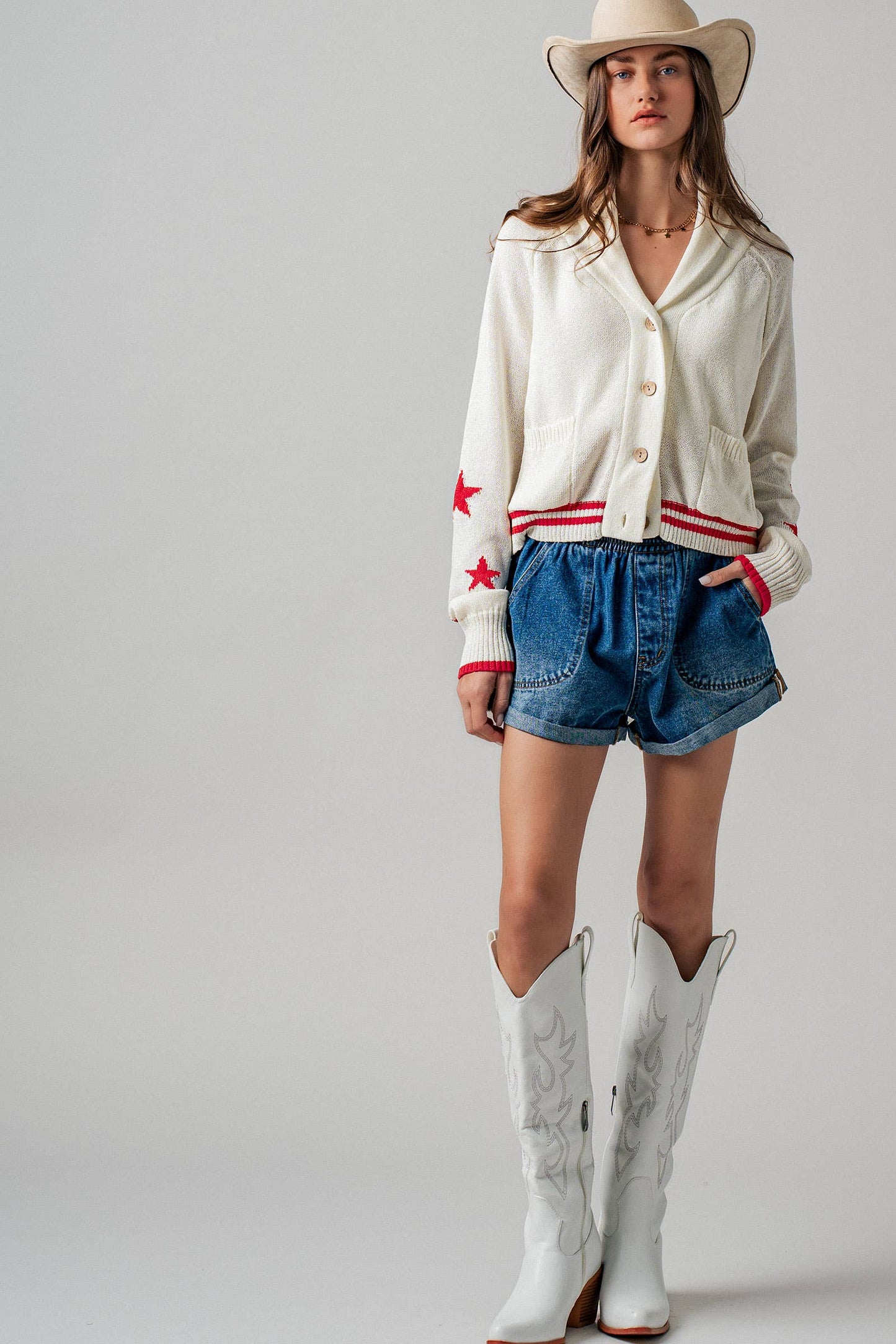 American Flag Star Shawl Collar Cardigan