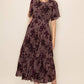Velvet Plum Floral Smocked Waist Tiered Dress
