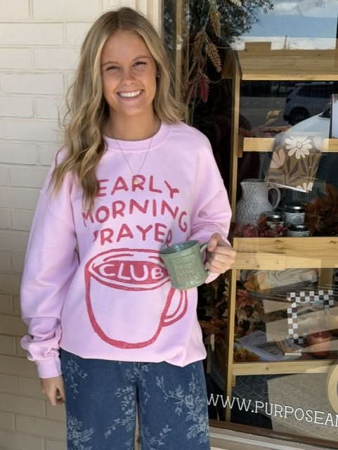 Early Morning Prayer Club Oversized Sweatshirt (Pink)